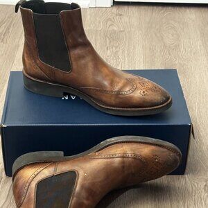 Johnston & Murphy Leather Chelsea Boots – Brown Wingtip – Men’s 10.5